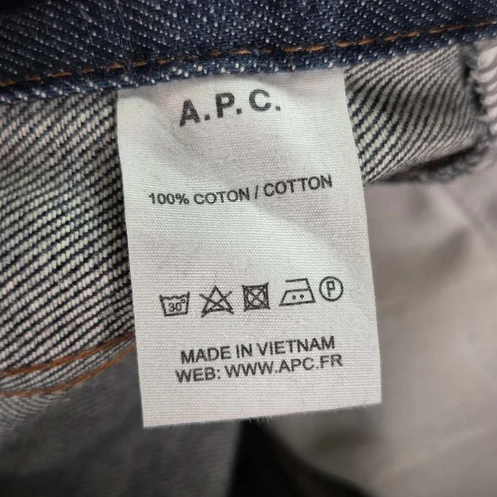 A.P.C. Jeans Mens Blue Dark‎ Wash Slim Whiskers Honeycomb Fits 31x29